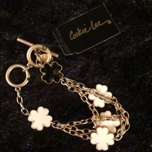 Cookie Lee Black & White Clover Bracelet